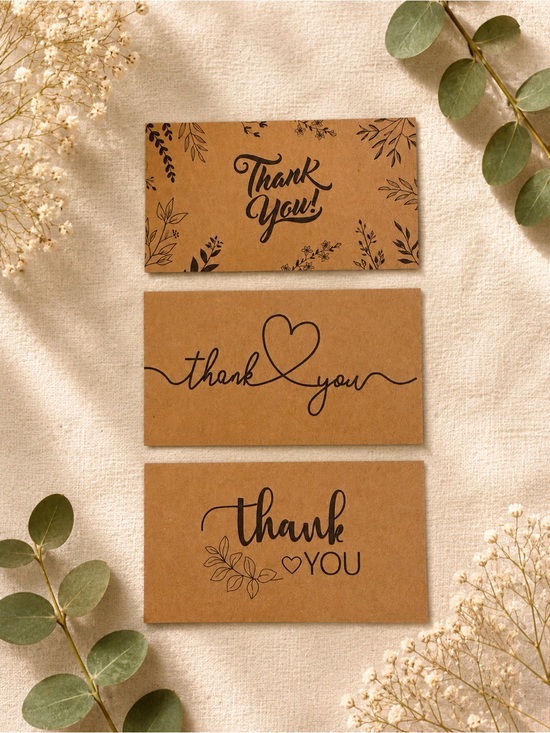 Other - Thank You Cards Set of 50 - Natural Brown